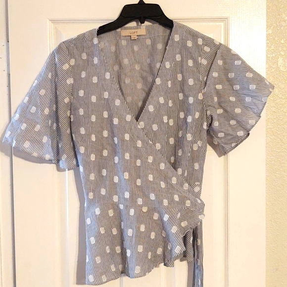 LOFT Tops - NWOT poplin wrap blouse